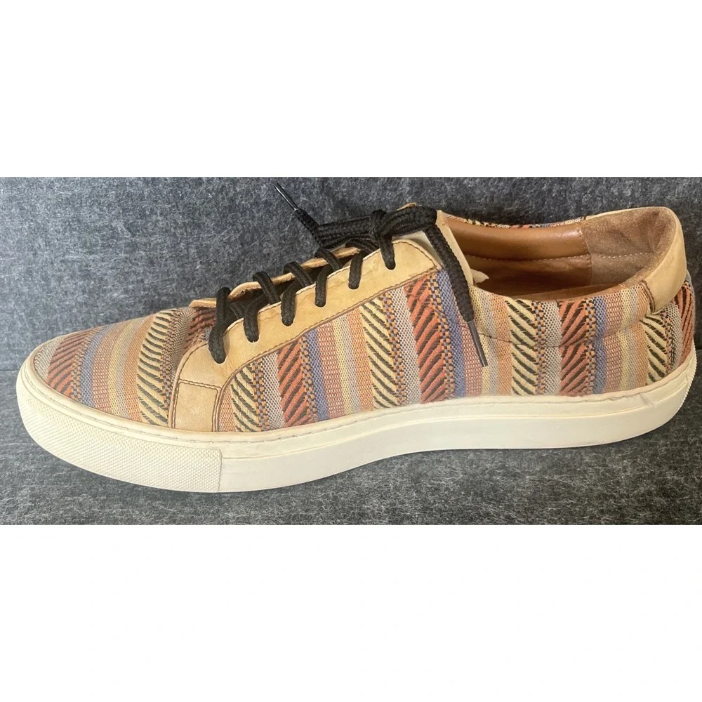 TAFT‎ The Sneaker Tribal Multi Striped Leather Trim Y2K Good Condition Mens 9